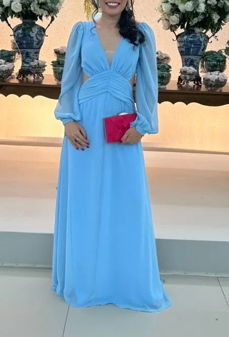 vestido longo azul serenity