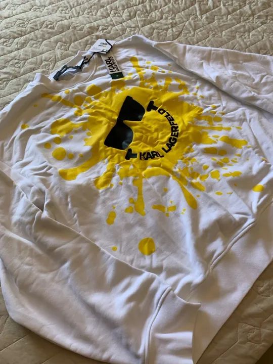 Blusa moletom branca Karl Lagerfeld com estampa amarela  - Foto 3