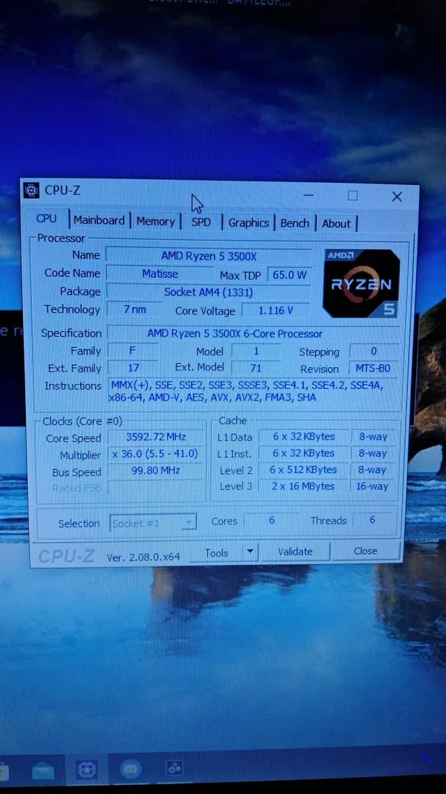 Ryzen 5 3500x online cpu z