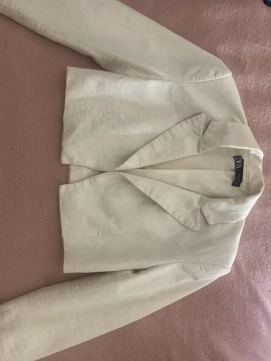 Blazer Cropped Zara Linho Off