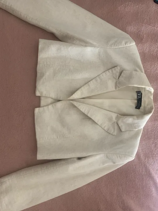 Blazer Cropped Zara Linho Off