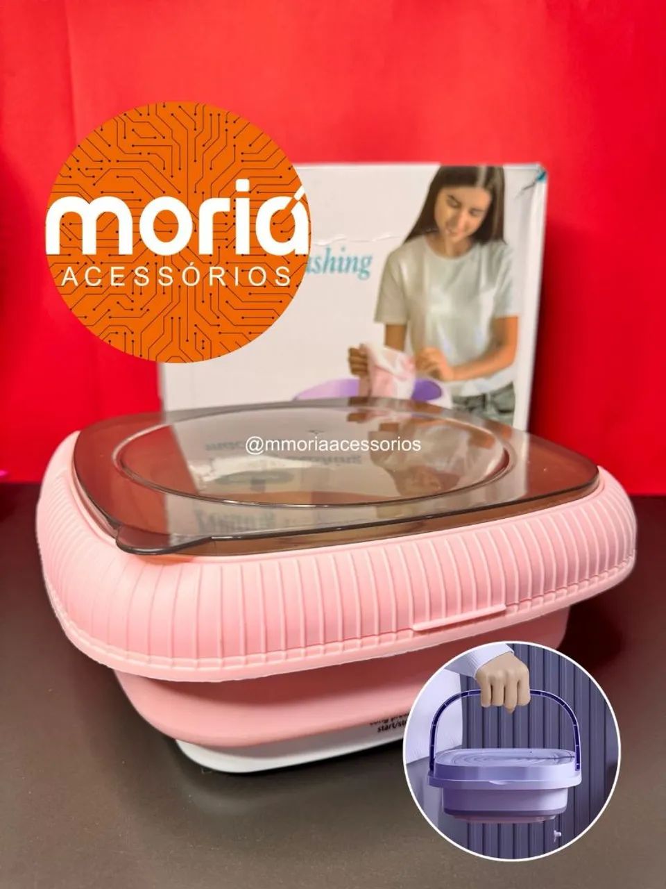 Mini Máquina de Lavar Roupas Dobrável  Portátil, 8L, com alça<br> - Foto 5