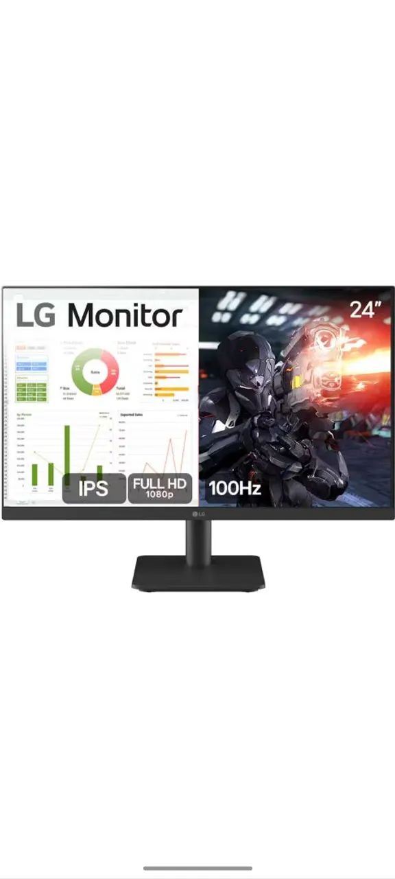 Monitor Gamer LG 24, taxa de atualização 100hz, tela led Ips Full hd