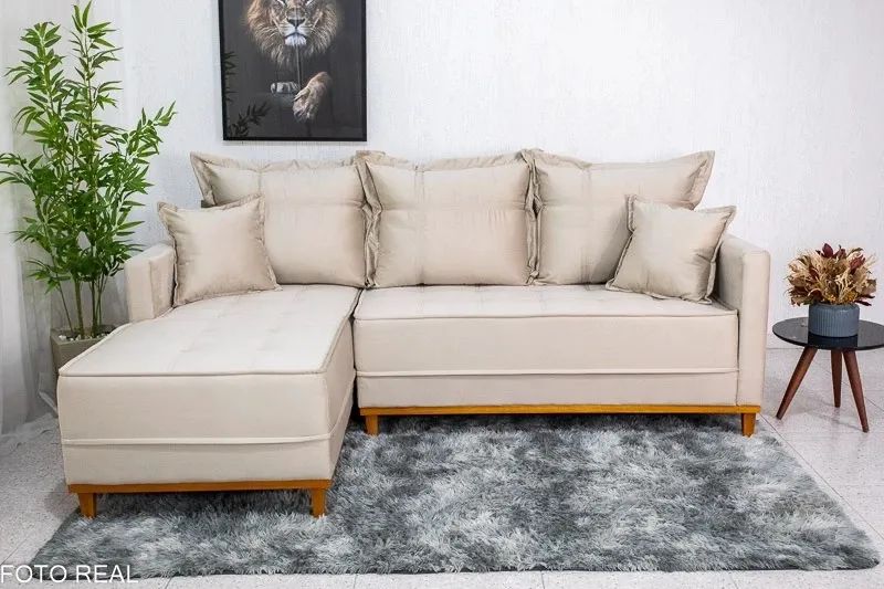 Sofá 3 Lug. C/Chaise Lado Esquerdo Veludo Larg. 2.30m - Molas Ensacadas - Foto 2