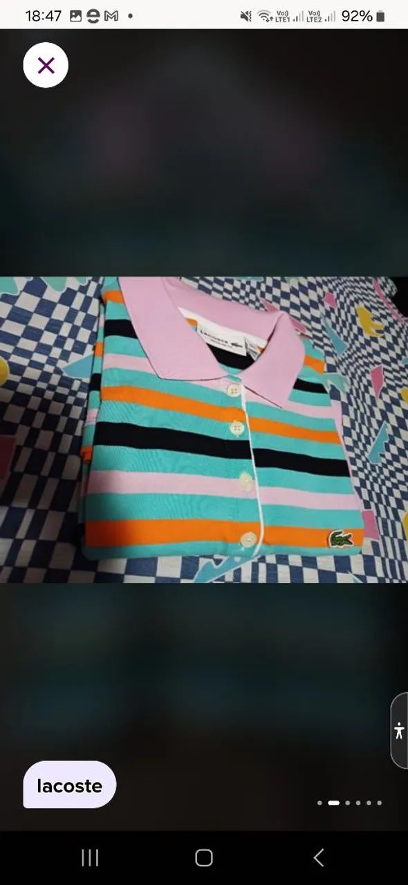 Polo Lacoste listrada colorida