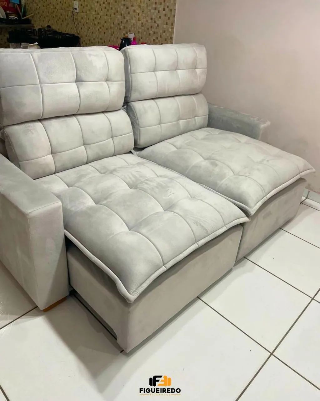 Sofá Retrátil 3 Lugares Cinza