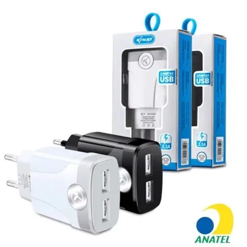 Iphone Carregador de Celular 3.1A com Selo Anatel 2 Portas Usb e Cabo Lightning