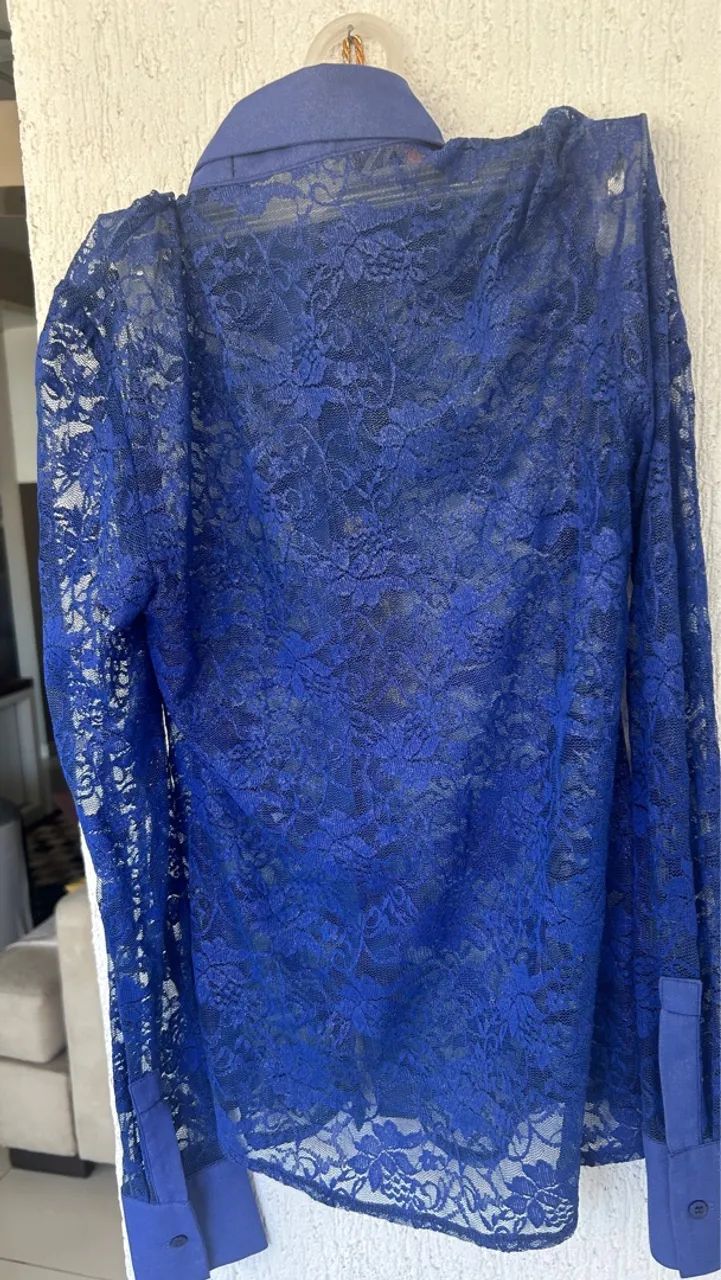 Camisa  de renda e cetim - Foto 2