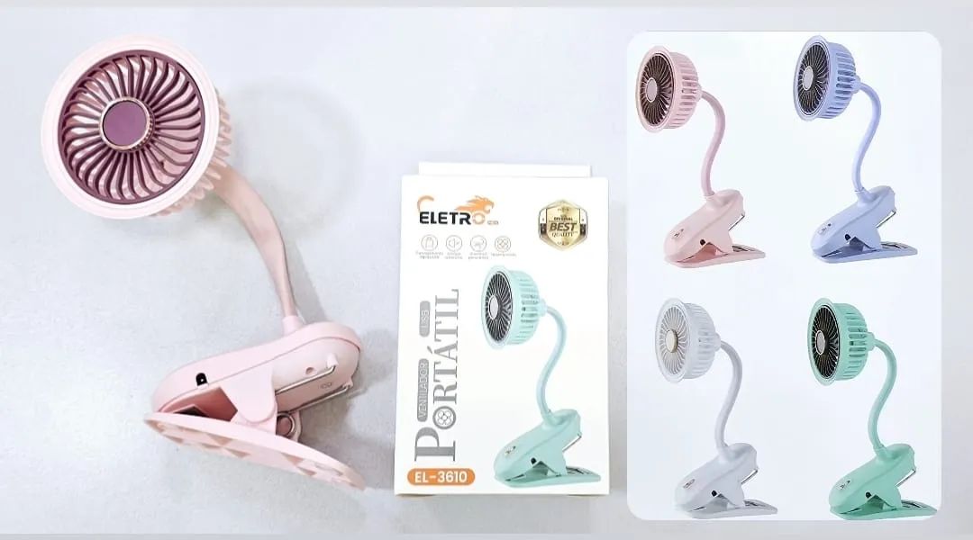Ventilador Portátil com Clip para Mesa e Escritório - USB - EL-3610