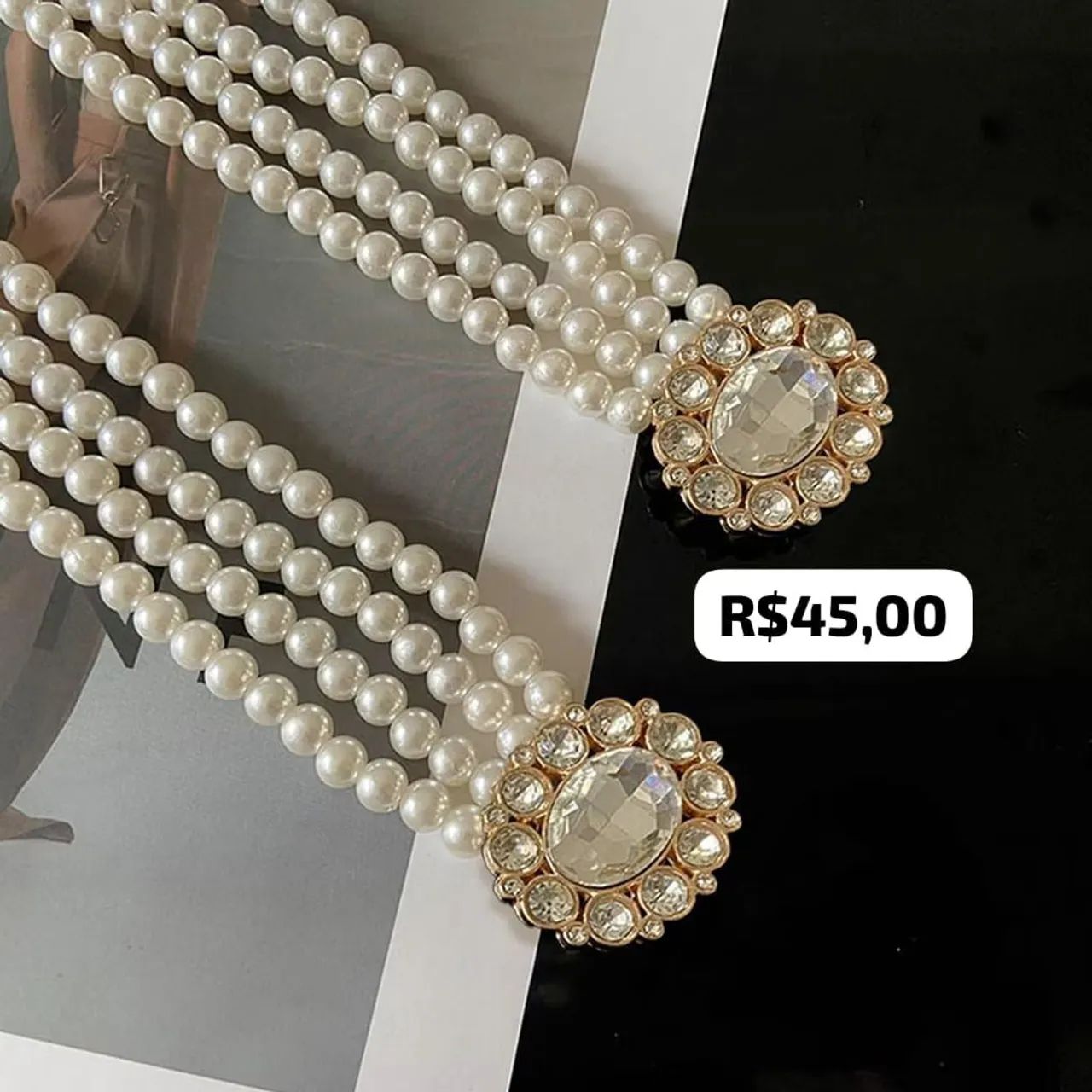 Cinto de pérolas com detalhe em strass linha luxo Premium - Foto 3