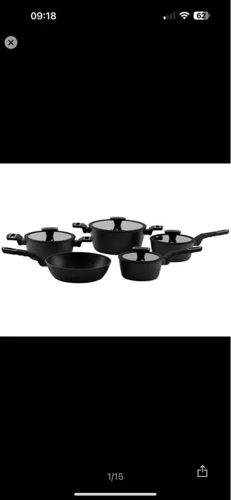 Conjunto de Panelas e Frigideiras em Cerâmica Preto (7 peças) 