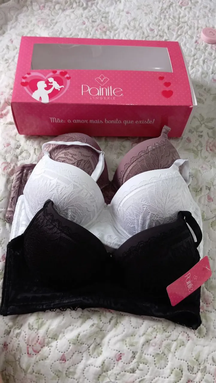 Kit 3 sutiãs com renda Painite