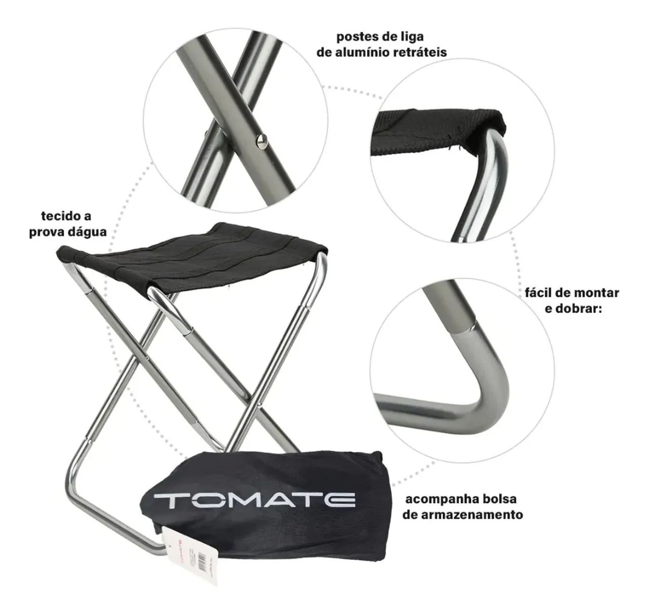 Banquinho Dobrável para Camping TOMATE - Foto 4