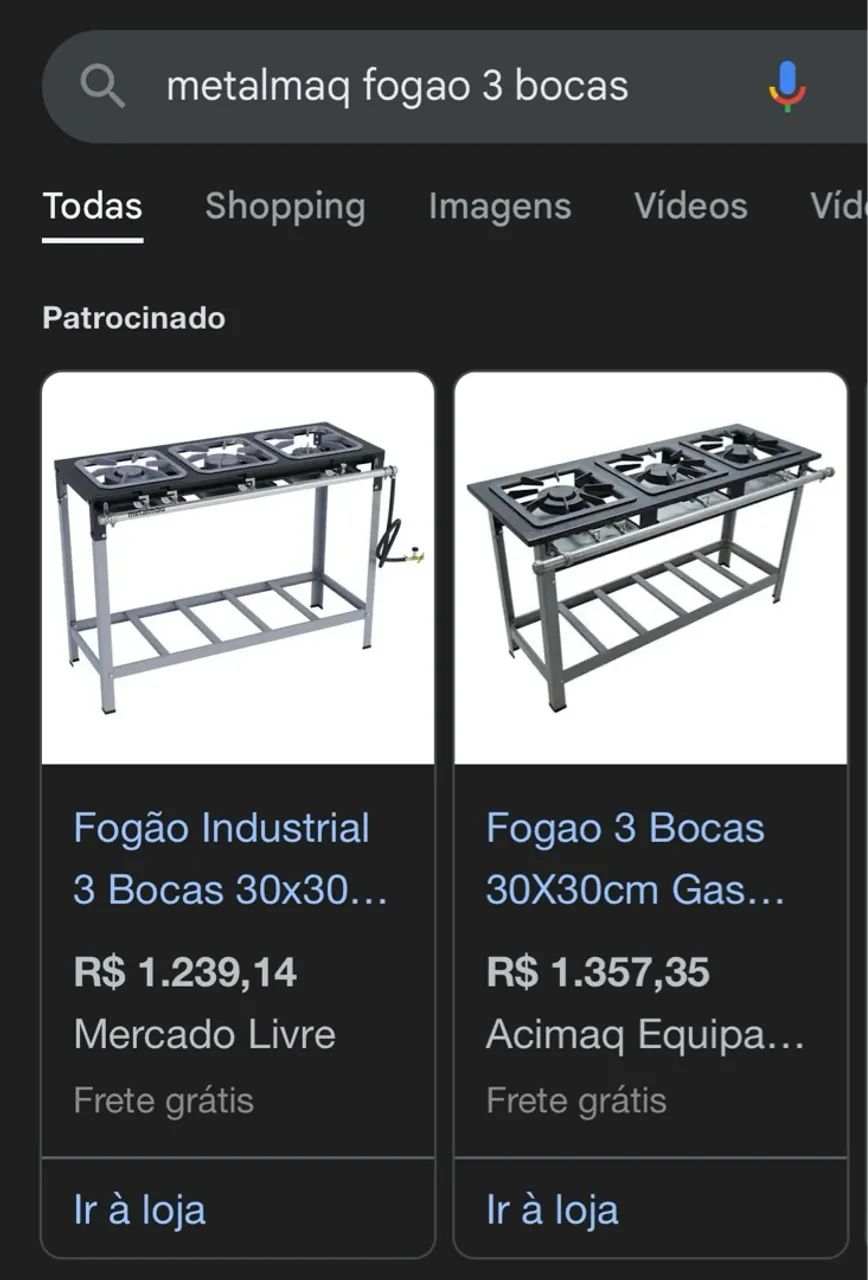 Fogão Industrial Metalmaq 3 Bocas - Usado