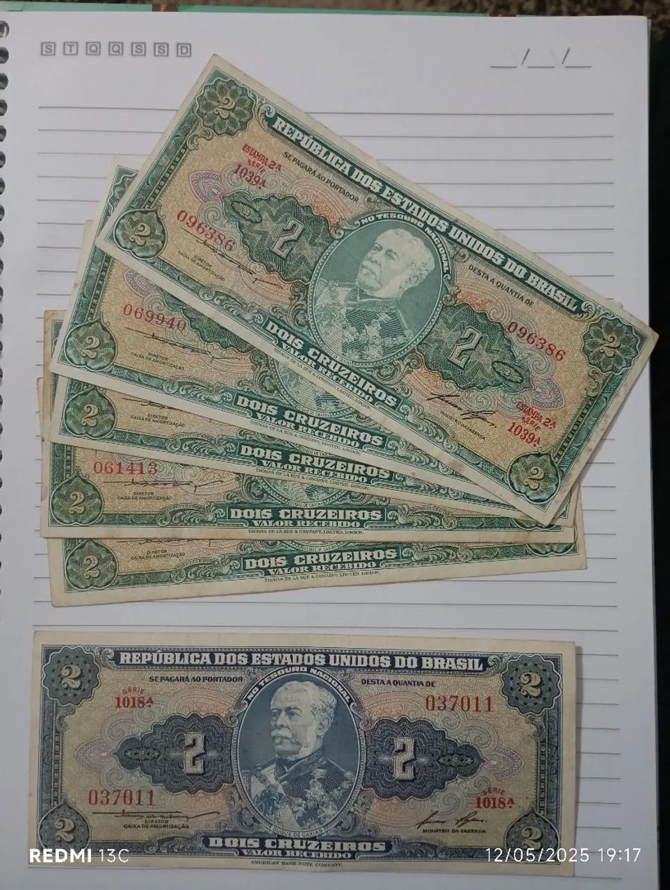 Lote de 7 Notas de 2 Cruzeiros - Brasil