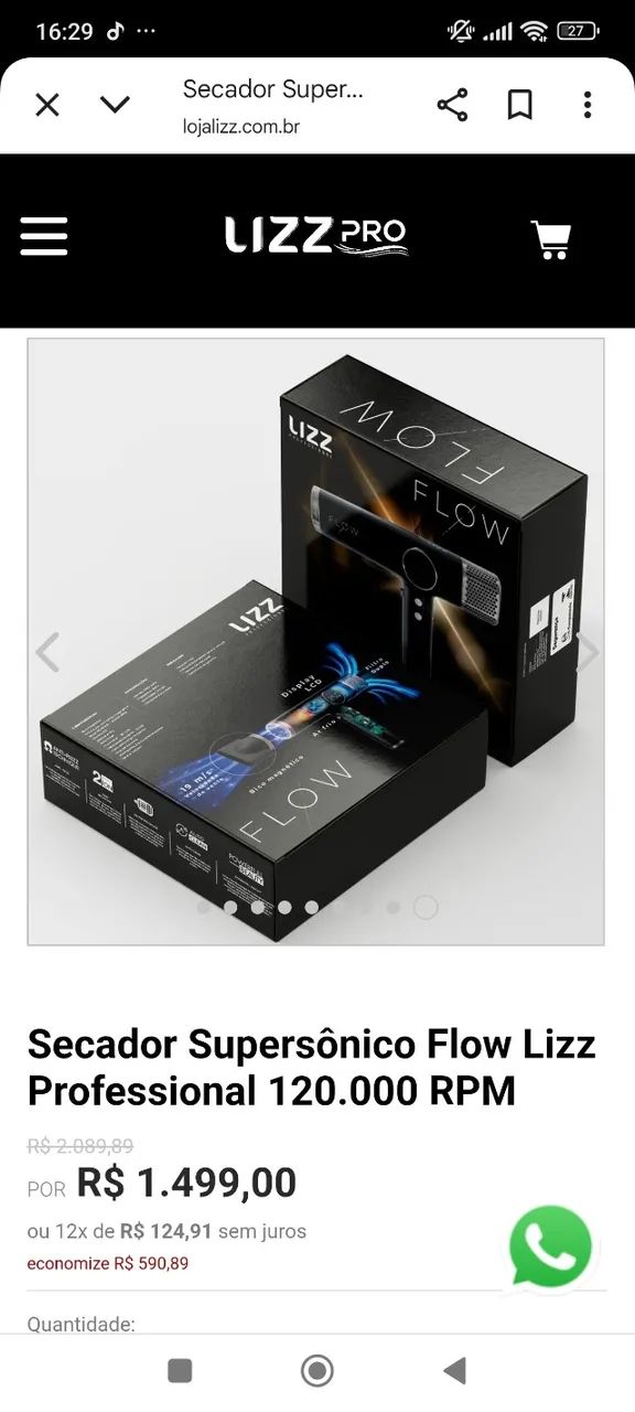 Secador Lizz Flow profissional 