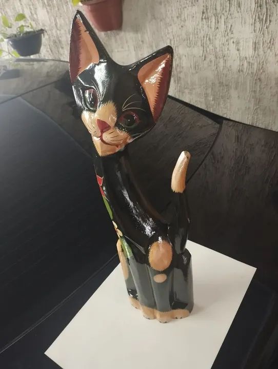 Gato de Madeira Nobre pintado à mão - Foto 6