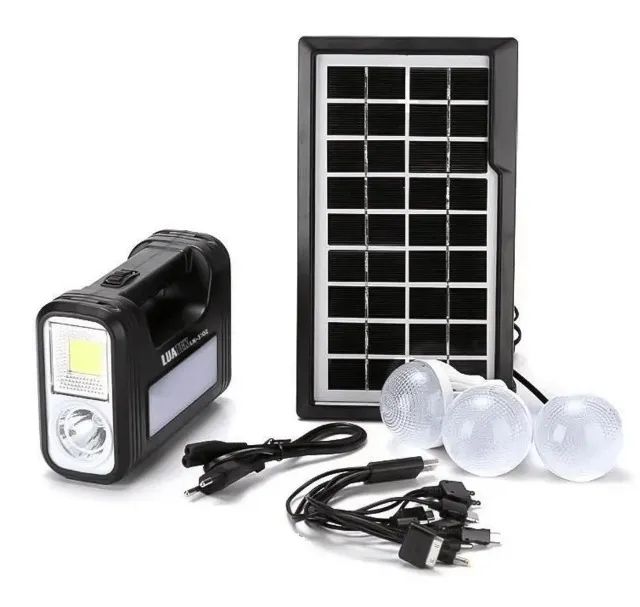 Kit de Iluminação Portátil Camping com Painel Solar + 3 Lâmpadas de Led - Foto 2