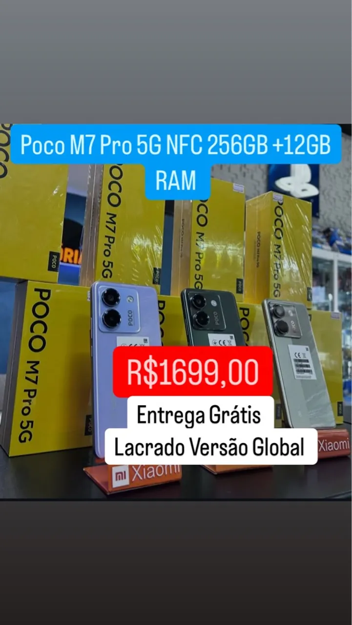 Celular Xiaomi Lançamento Poco M7 Pro 5G NFC 12/256 Novo Garantia Oferta Final De Semana
