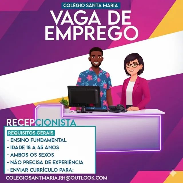 Recepcionista - não precisa experiência 