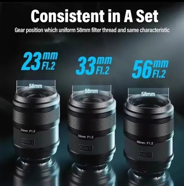 Kit 3 Lentes Sirui F/1.2 APS-C 23mm 33mm 56mm _ Sony E-mount Preto - Foto 4