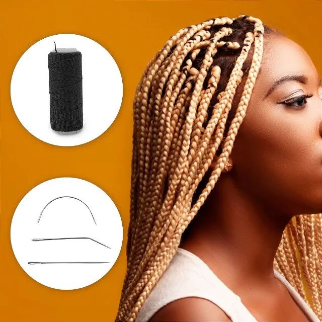 Kit Aplicação Mega Hair Entrelace Cabelo Linha 3 Agulhas  - Foto 2