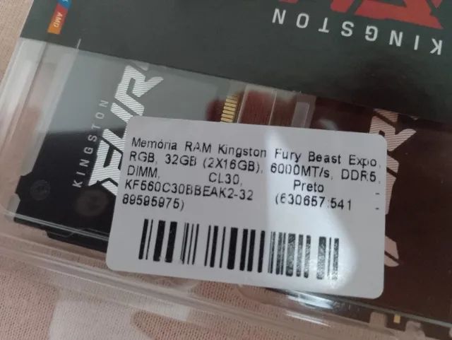 Kingston Fury Beast DDR5 32GB (2x16GB) RAM Memory 6000Mhz CL30 Sealed with Warranty64317903538563121