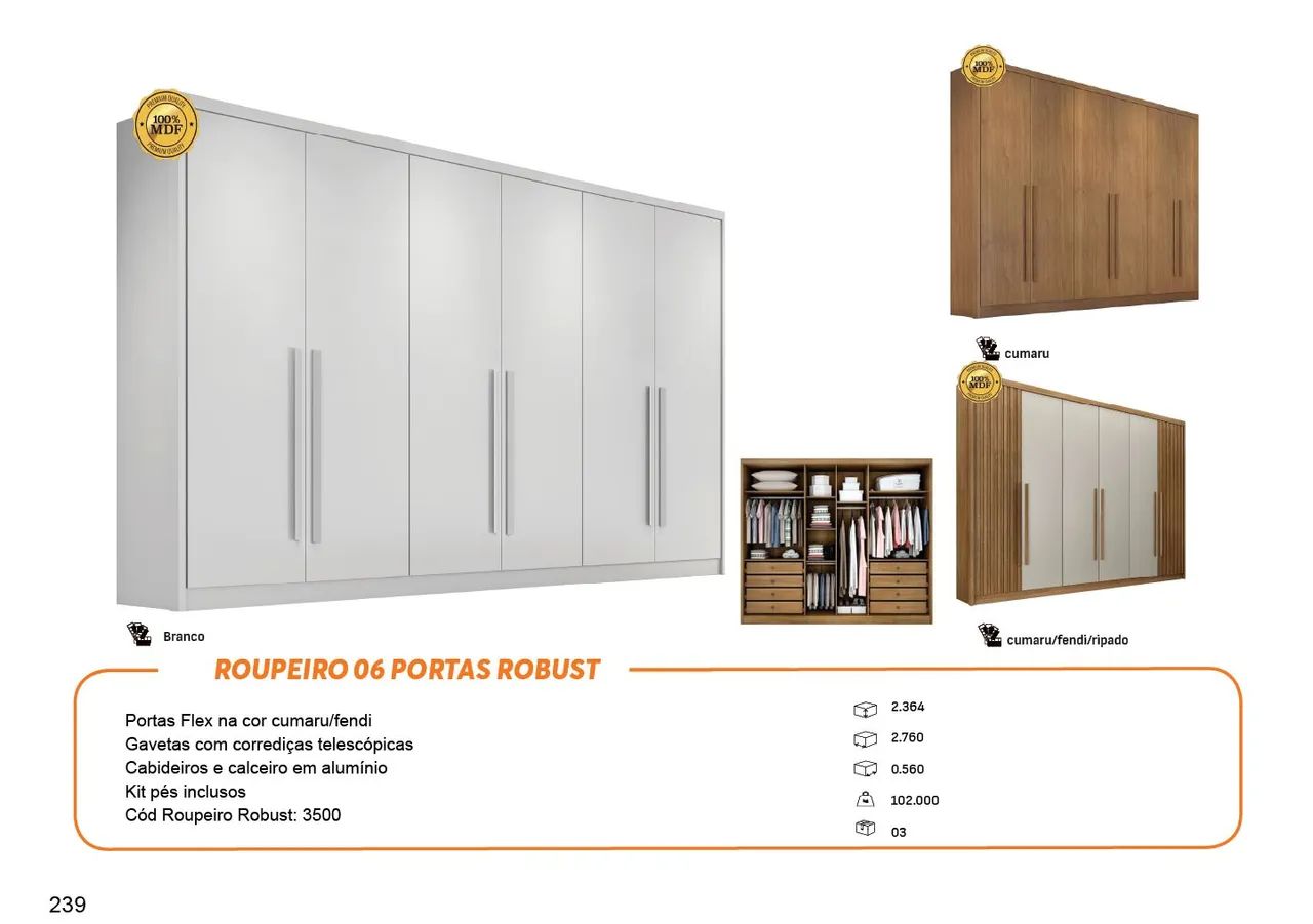 Guarda-Roupas 6 Portas Robust MDF 