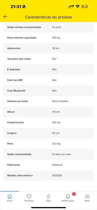 Patinete Elétrico Dobrável - Alta Velocidade intelbras - Foto 6