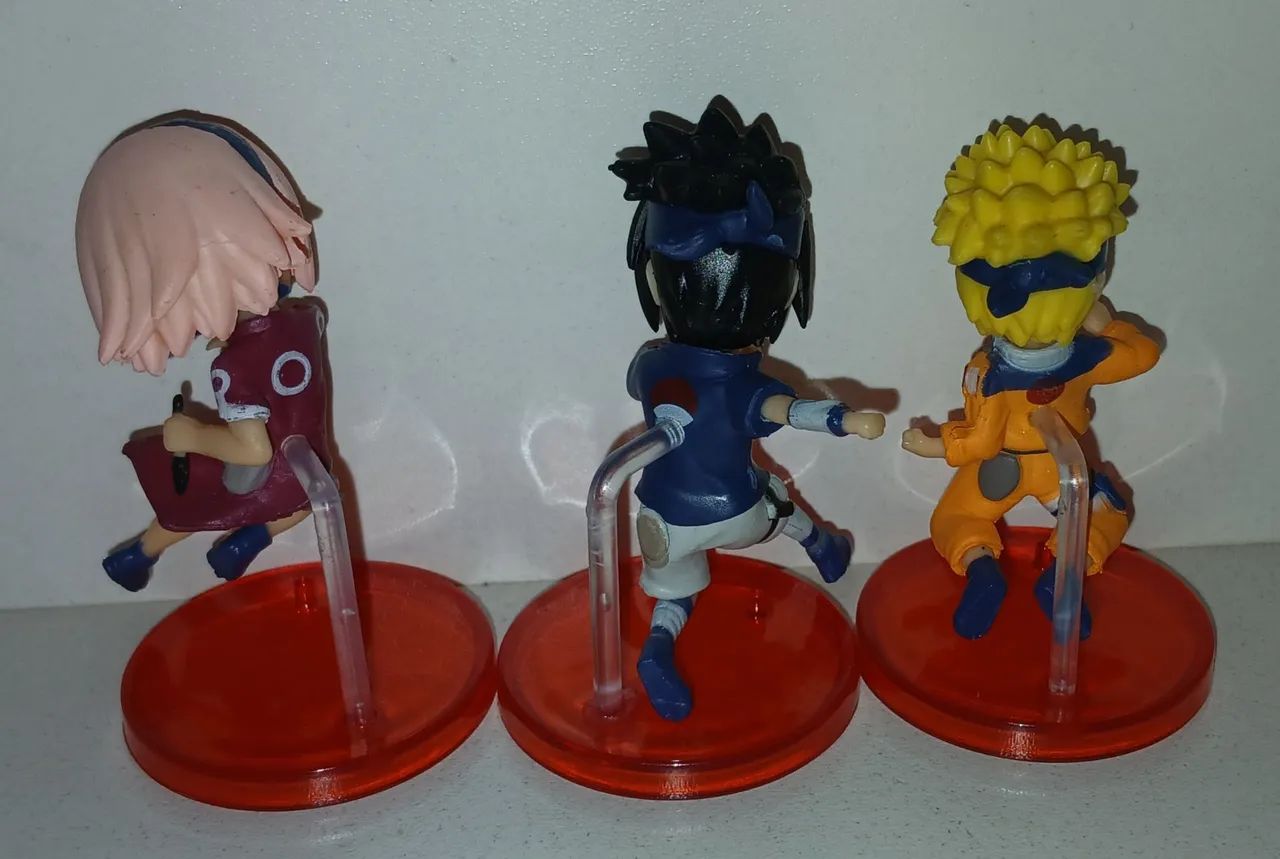 LOTE 3 TRIO BONECOS MINIATURAS NARUTO CLASSICO SAKURA SASUKE - Foto 2