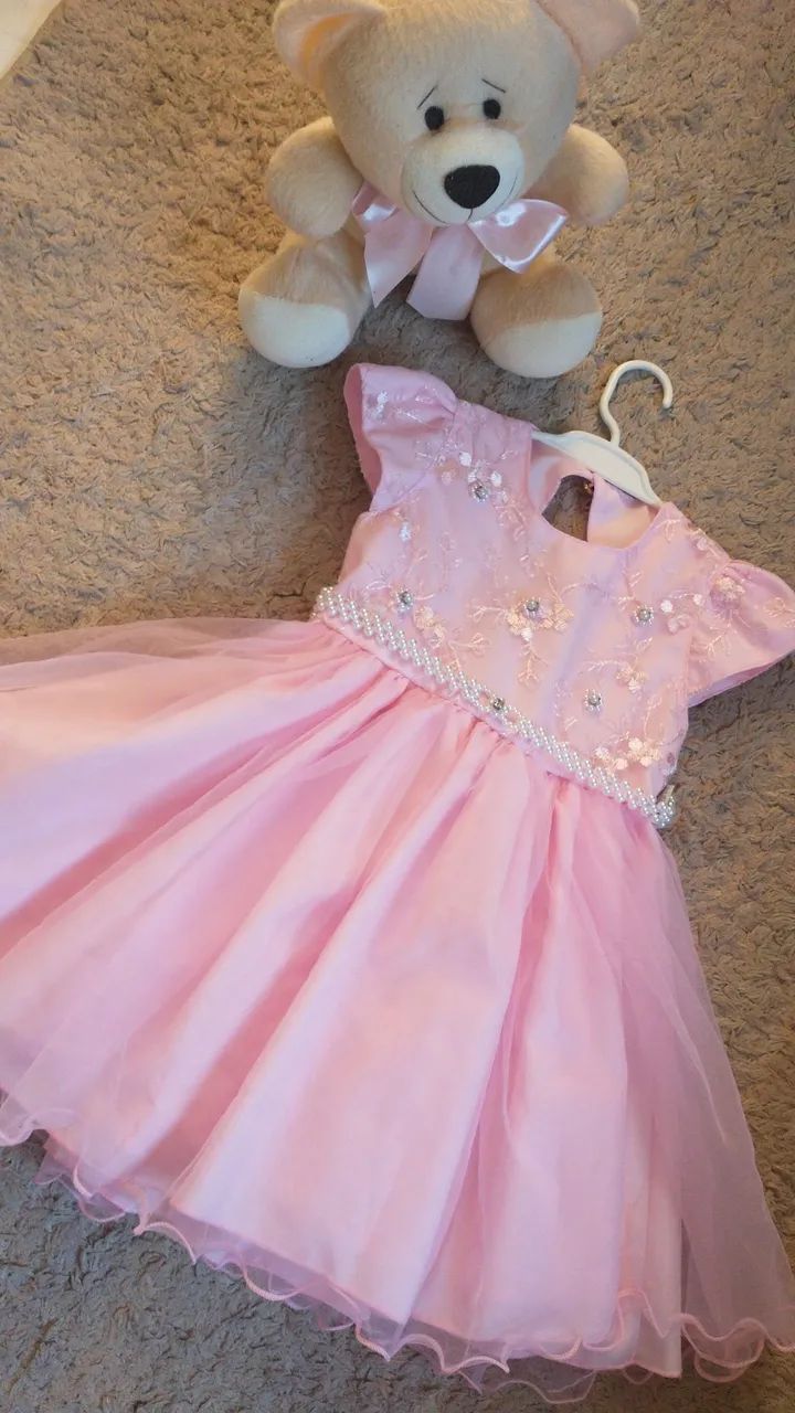 Vestido Princesa Rosa Bebê