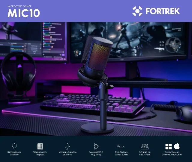 Microfone Gamer Usb Mic10 Fortrek *ENTREGA GRÁTIS*