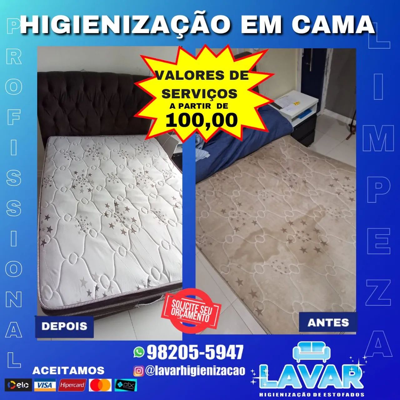 Lavagem a seco de sofá e cama 
