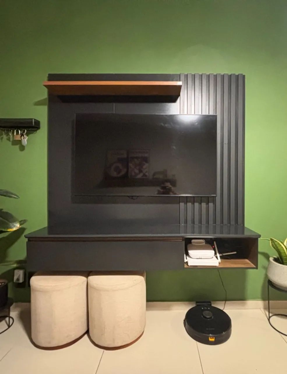 Painel para TV até 60 polegadas preto / imbuia - Foto 2