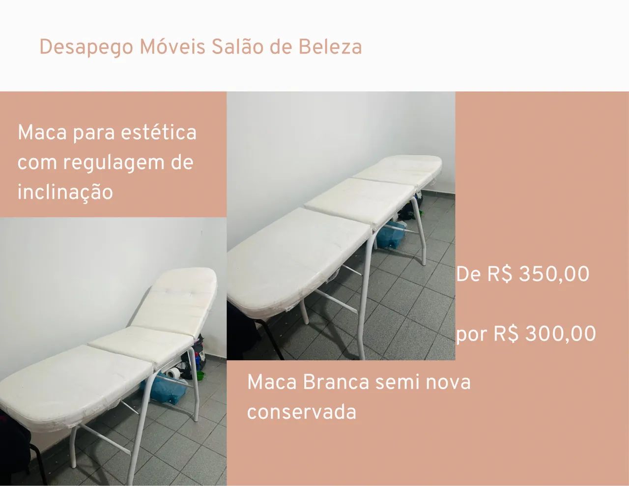 Maca para estética e depilação com regulagem de inclinação 