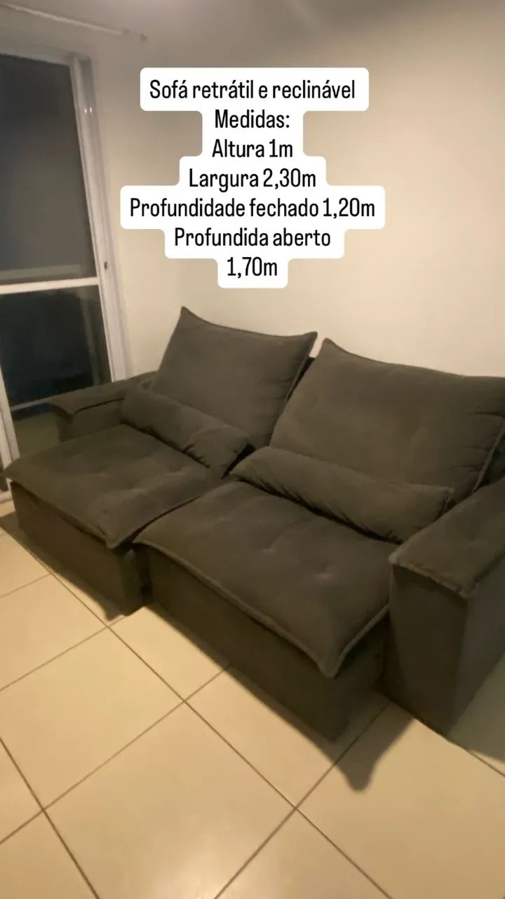 Sofá retrátil e reclinável 