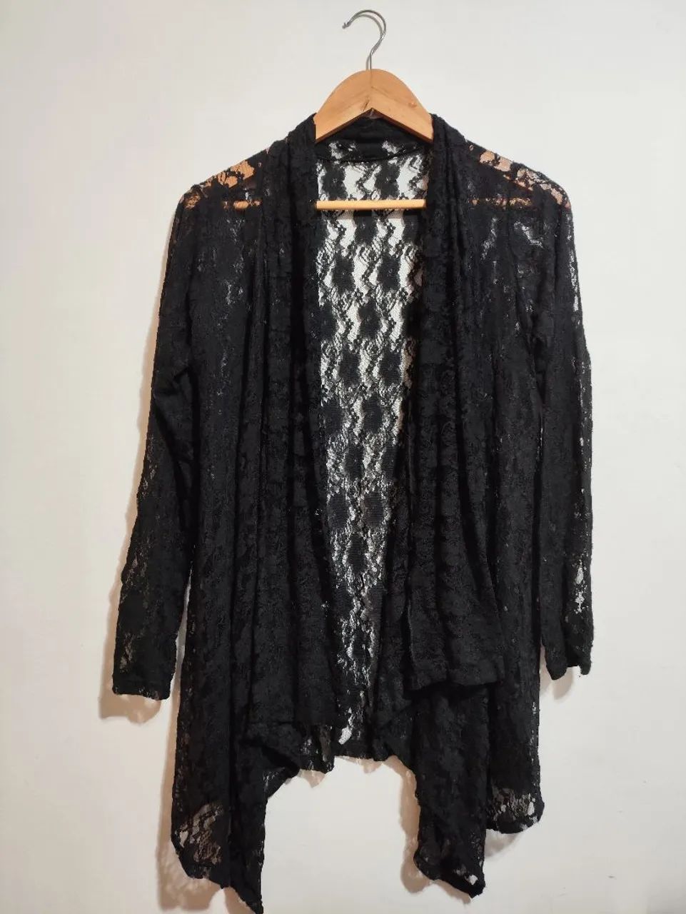Kimono preto em renda blusas femininas
