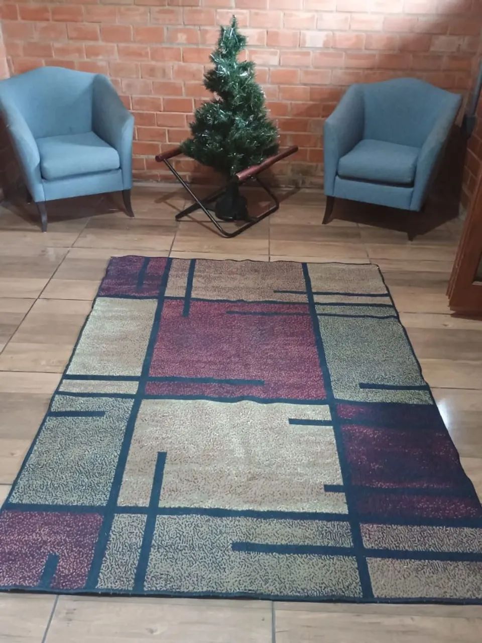 Pair of individual blue armchairs