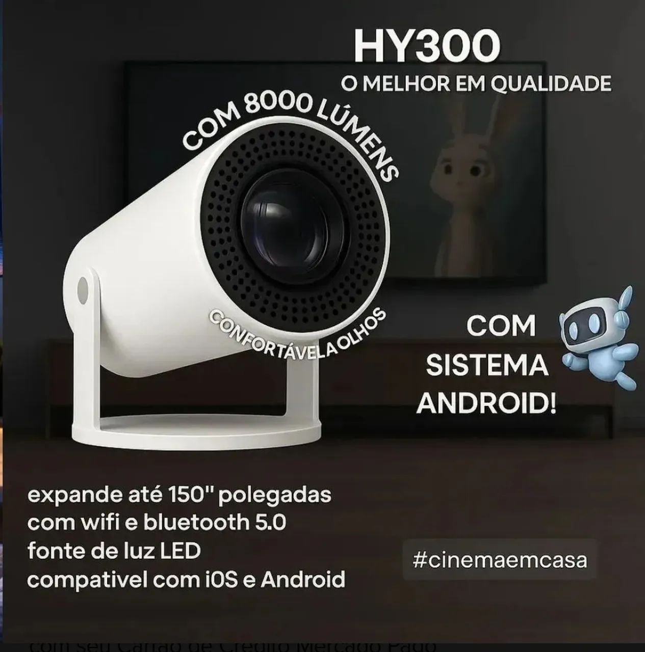 Mini Projetor Smart Portátil Full HD Android Wi-fi, Bluetooth  - Foto 3
