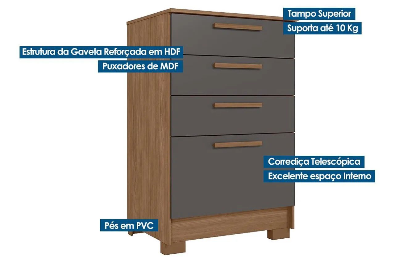 Belíssima Cômoda com 4 gavetas e pés!!
