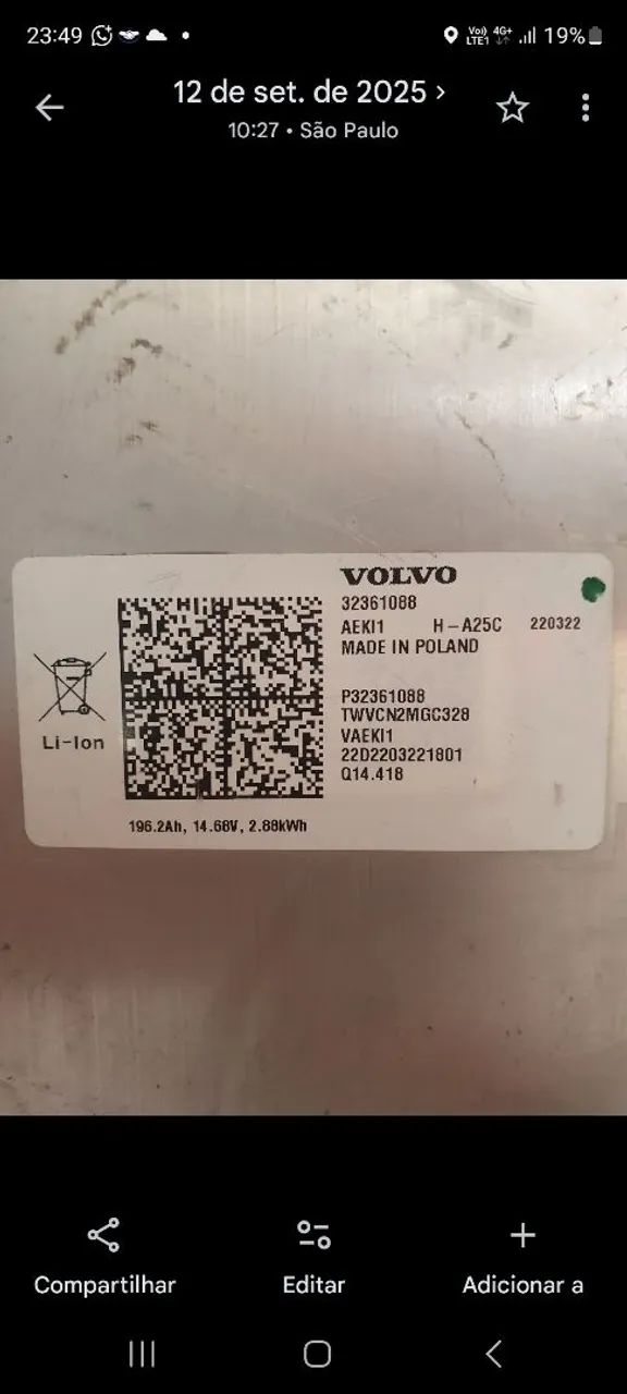 Bateria volvo XC40 14,8v 200ah - Foto 5
