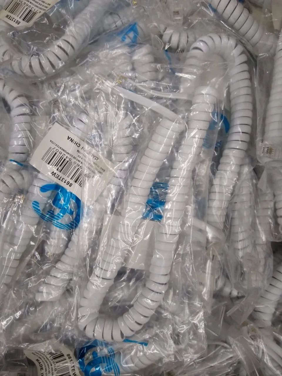 Cabo Espiral Branco Para Telefone Com Fio 