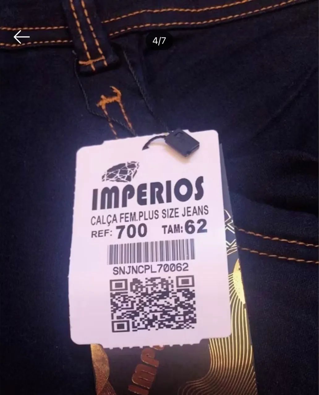 Vendo calça plus size tamanho 62 com laicra na cor azul escuro. - Foto 5