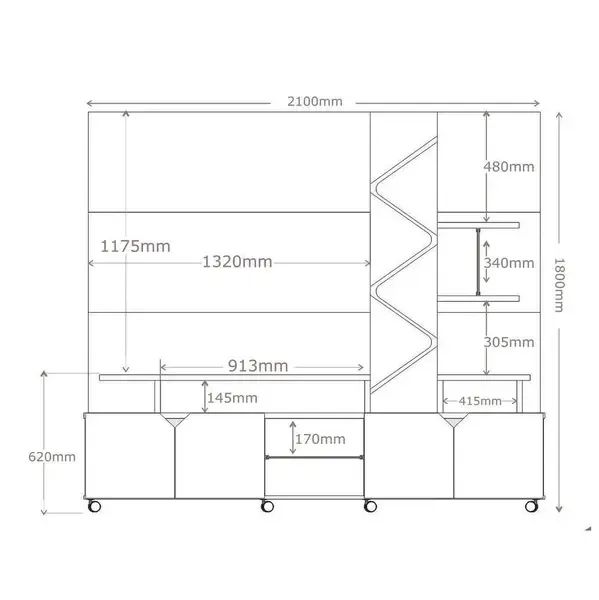 Estante Home para TV até 55 Polegadas Impressão Ripada Cross Lukaliam Off White/Tauari - Foto 4
