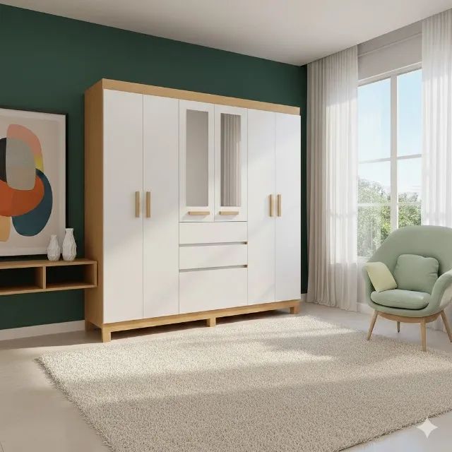 Guarda roupa de casal com espelho 