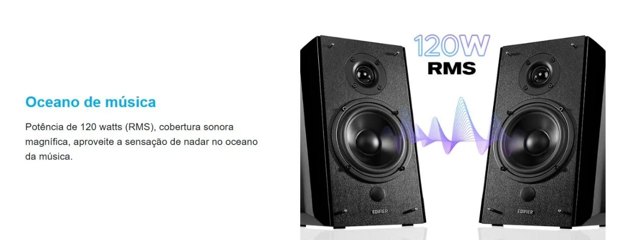 Monitor de Áudio R2000DB Bluetooth 120W RMS EDIFIER - Madeira - Foto 4