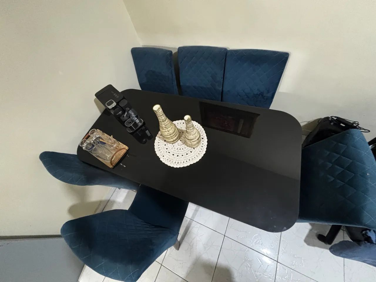 Mesa de luxo com 6 cadeiras camurça  - Foto 5