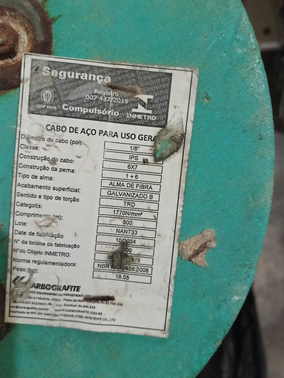 500 metros de cabo de aço 