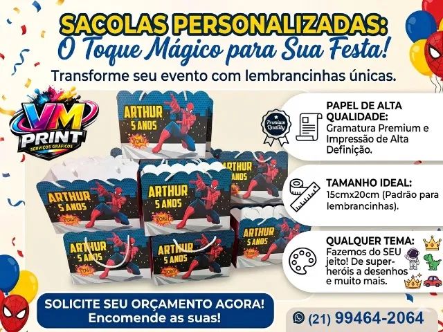Sacolas Personalizadas para Festas/Eventos