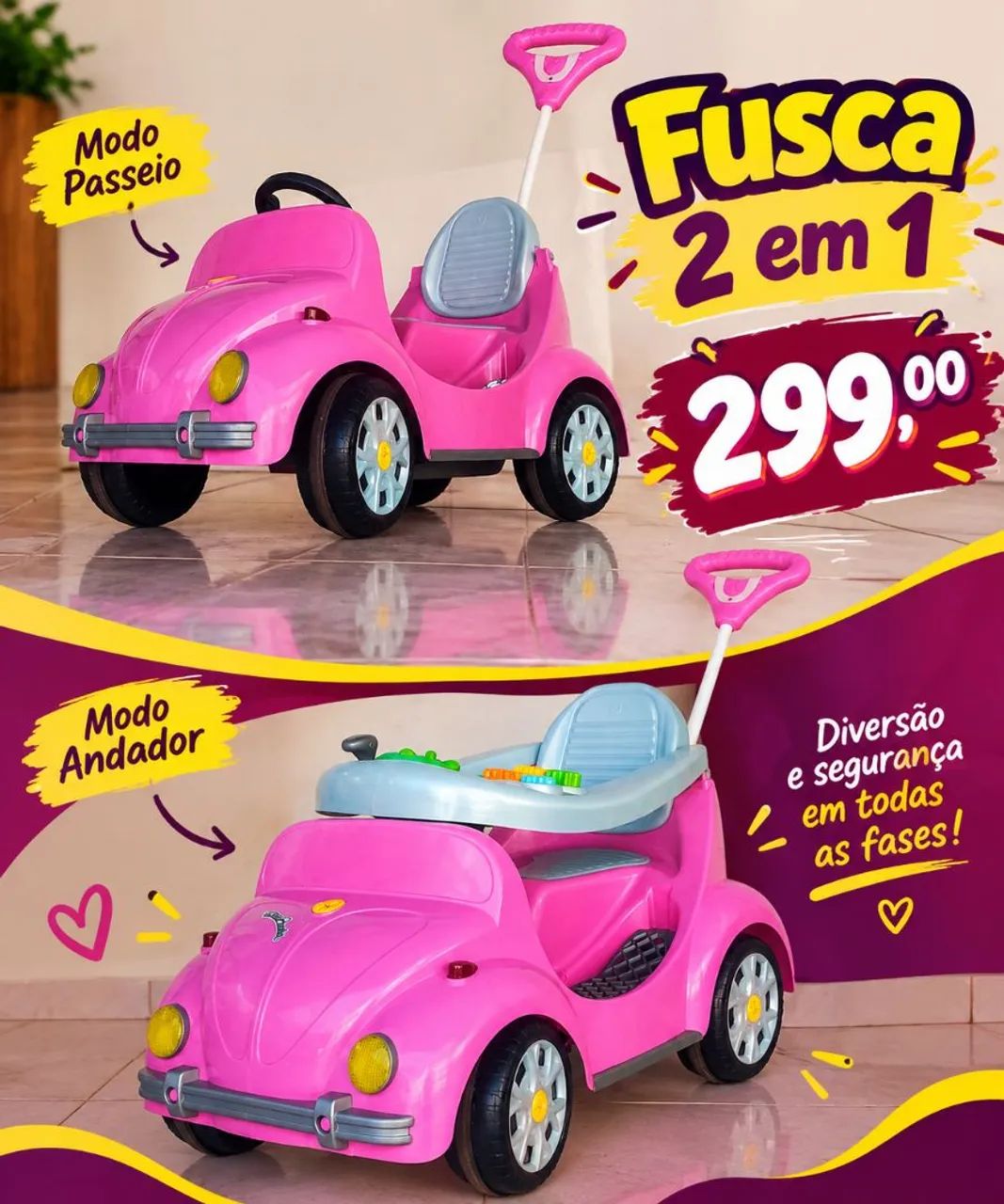 Carrinho de passeio Fusca 